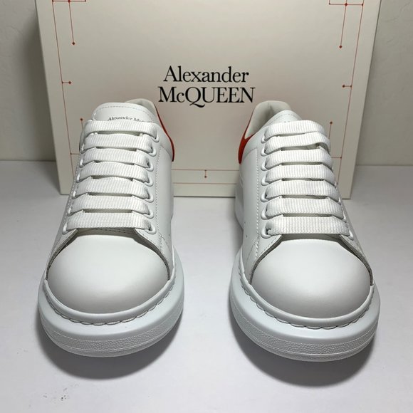 Alexander McQueen Oversized Sneakers Lace Up White Lust Red Size 37.5 US 7.5 - Picture 4 of 12